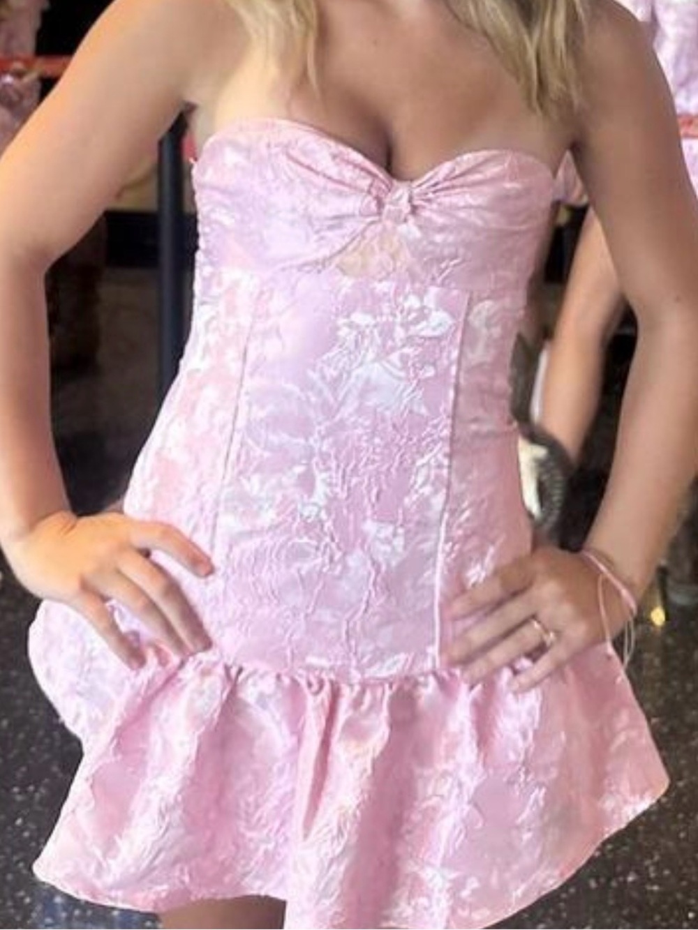 NEVER WORN NWTS Princess Polly Pink Floral Strapless Mini homecoming Dress